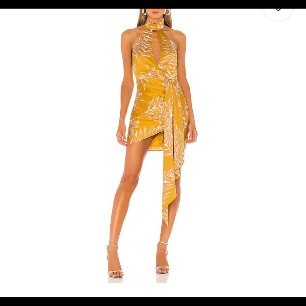 Camila Coelho Antonia Mini Dress in Gold Tropical